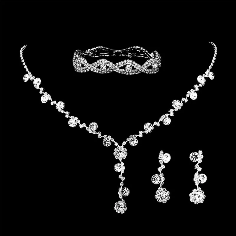 Fashion flower copper inlaid zircon ladies bracelet earrings necklace