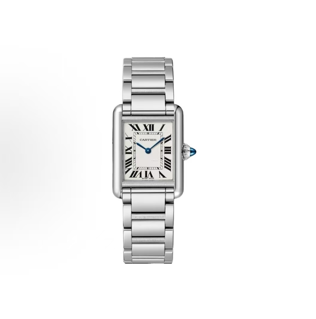 Cartier Tank series tank series essential classic Shi Ying movement 30m waterproof women's watch Swiss watch 29.5*22mm silver dial fine steel case fine steel strap.