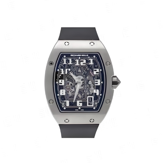 Richard Miller Automatic Mechanical Movement Richard Mill Men's Watch Swiss Watch 38.70*47.52mm Black Dial Titanium Case Rubber Strap