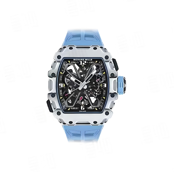 Richard Miller Automatic Mechanical Movement Richard Mill Men's Watch Swiss Watch 38.70*47.52mm Black Dial Titanium Case Rubber Strap