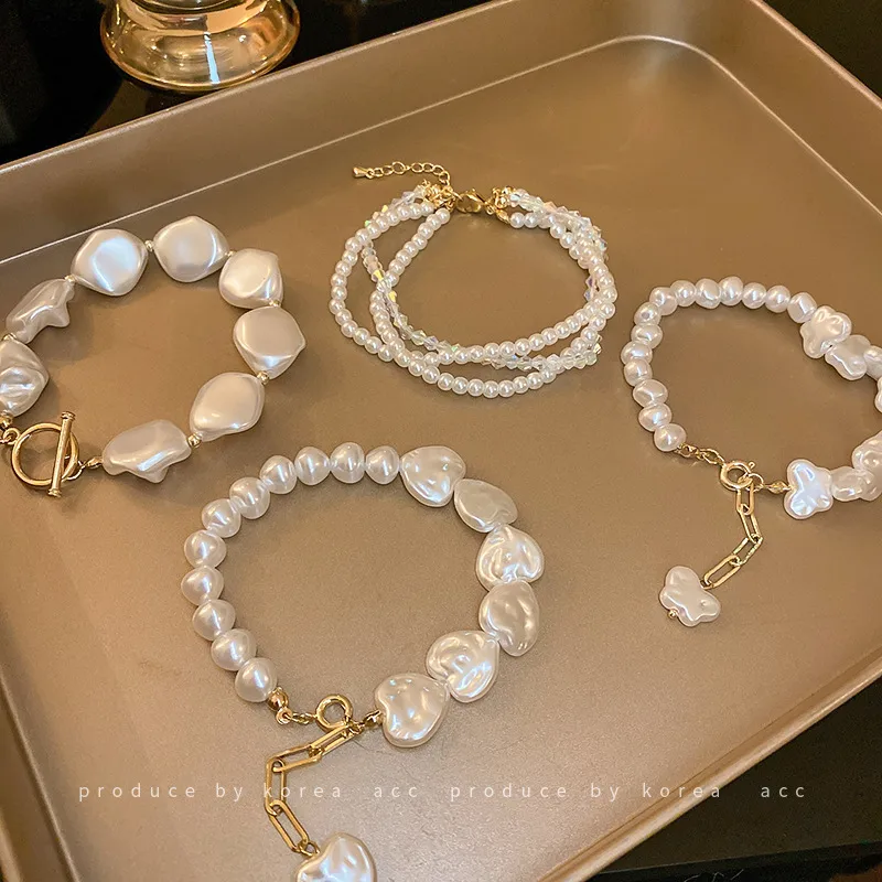 Fashion star heart-shaped butterfly imitation pearl bracelet